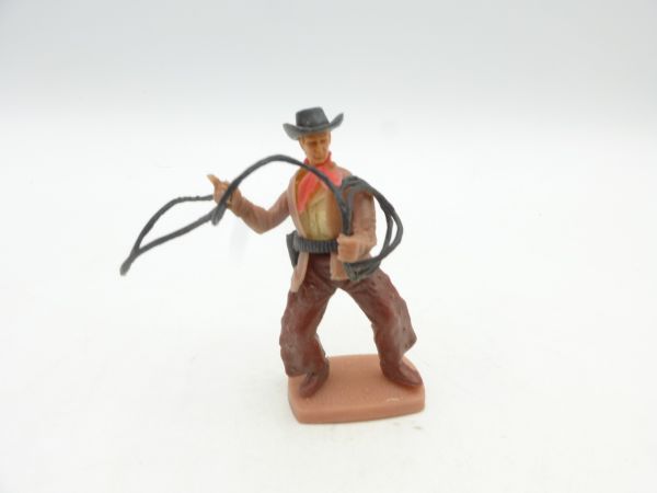 Plasty Cowboy standing with lasso - great brown chaps
