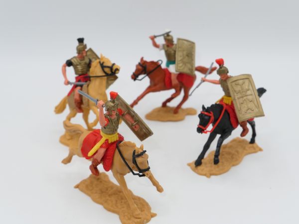 Timpo Toys Gruppe Römer zu Pferd (4 Figuren) - Schildschlaufen ok
