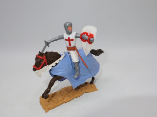 Timpo Toys Crusader 2nd version on horseback, sword sideways + shield