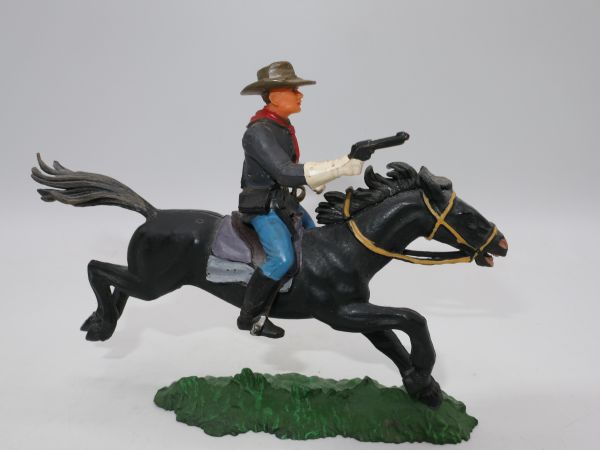 Elastolin 7 cm US Kavallerist zu Pferd mit Pistole, Nr. 7030
