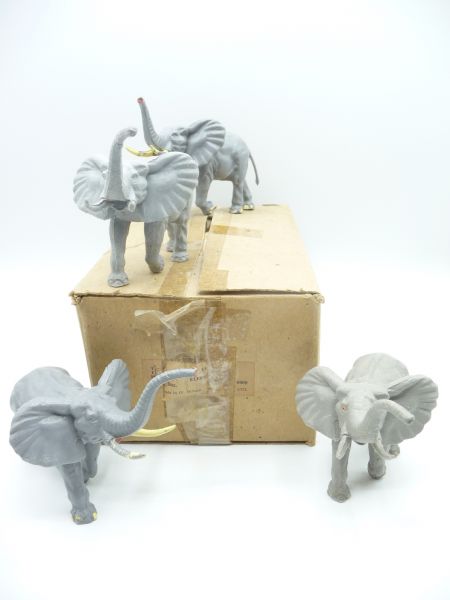 Timpo Toys 4 Elefanten, Nr. 6000 - seltene Altbox, s. Fotos