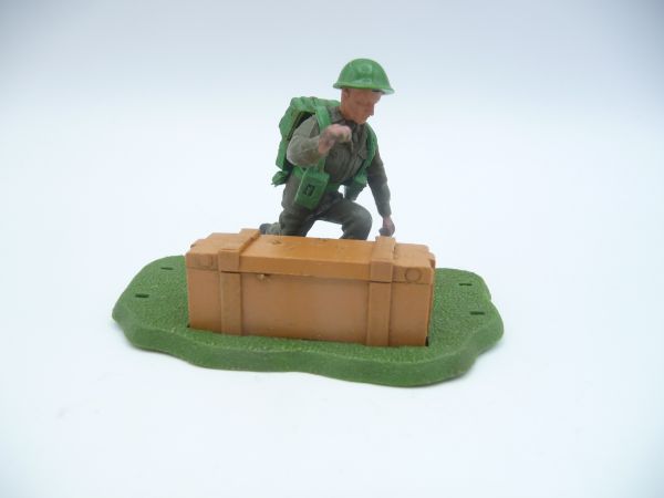 Britains Swoppets English soldier with ammunition box - see photos