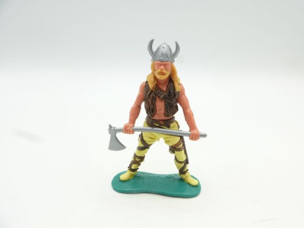 Timpo Toys Viking standing with battle axe in front of his body, reddish blond hair