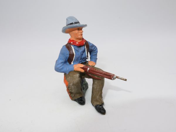 Elastolin composition Cowboy sitting with rifle on the lap - brand new