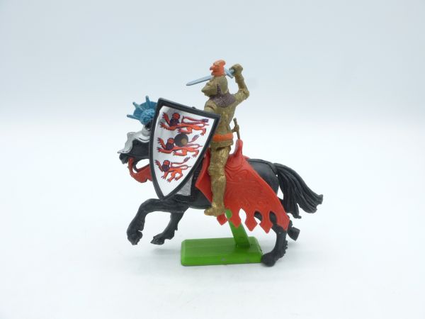 Britains Deetail Gold knight riding with sword + shield, 3rd version
