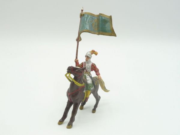 Merten 4 cm Landsknecht reitend mit Fahne - schönes Pferd