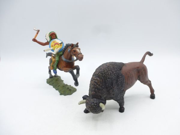Preiser 7 cm Büffel stoßend, Nr. 5801 (ohne Indianer) - ladenneu
