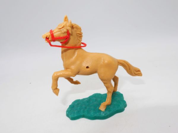 Timpo Toys Pferd aufsteigend, beige, rote Zügel / Zaumzeug