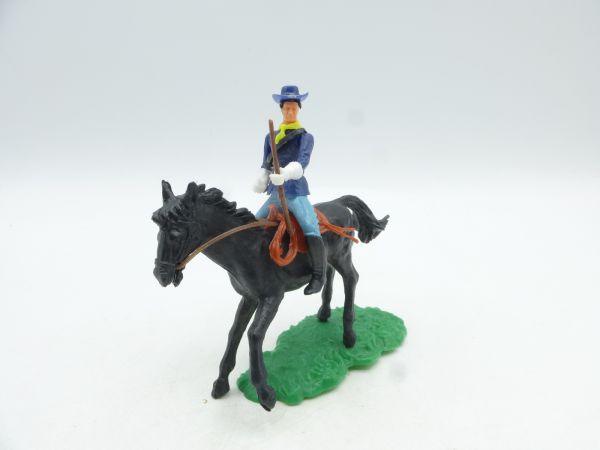 Elastolin 5,4 cm Union Army Soldier riding with rifle + sabre