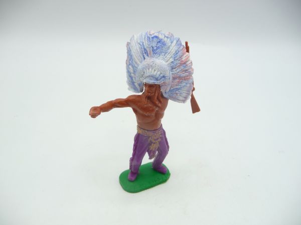 Timpo Toys Chief with short feather headdress - great colour combination