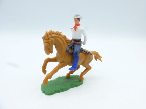 Elastolin 5,4 cm Cowboy reitend mit auf dem Rücken gefesselten Händen
