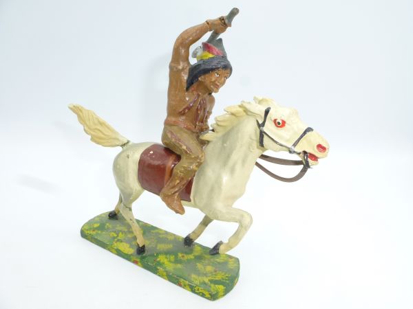 Elastolin Masse Indianer zu Pferd mit Tomahawk - tolle Figur