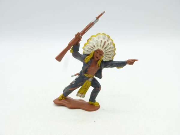 Britains Swoppets Indian standing, rifle high, pointing (made in England)