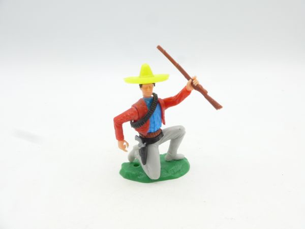Elastolin 5,4 cm Mexican kneeling, holding up rifle (+ weapon in belt)