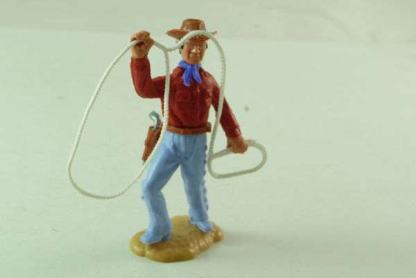 Timpo Toys Cowboy 3. Version (großer Kopf) mit seltenem weißen Lasso