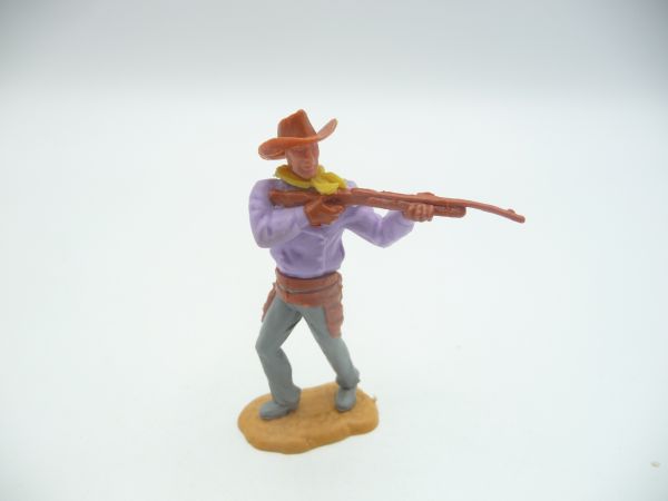 Timpo Toys Cowboy 2. Version stehend schießend, flieder - schöner Hut