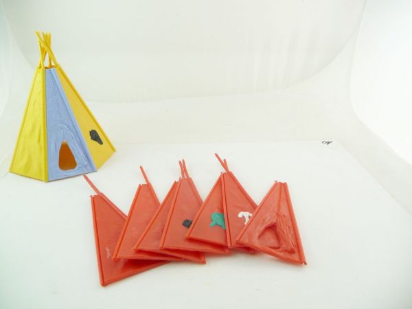 Timpo Toys 7-pieces Indian pluggable tent in rare translucent red