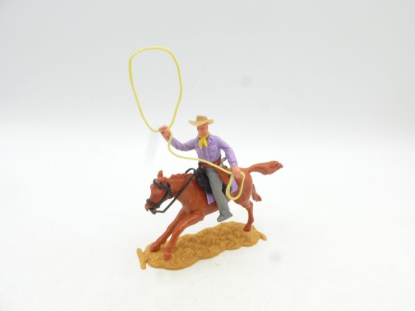 Timpo Toys Cowboy 2nd version riding with lasso - great colour combination
