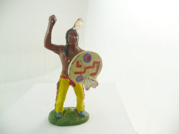 Plastinol (compound) Indian with shield - great painting, weapon to be supplemented
