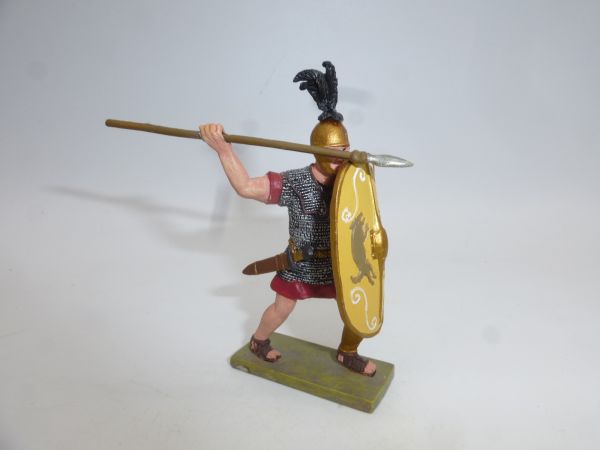 Roman legionary with shield + spear (total height 7 cm)