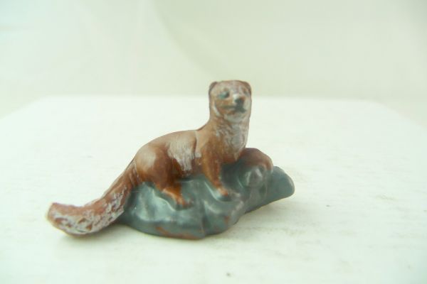 Elastolin Weichplastik Otter auf Stein sitzend