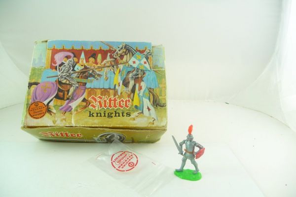 Elastolin 5,4 cm Bulk box with 30 standing knights, all with weapon + shield