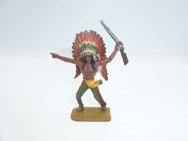 Indianerhäuptling stehend, Gewehr seitlich (9 cm Höhe) - selten