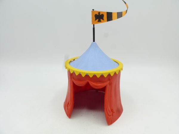 Timpo Toys Knight's tent red, yellow border, light blue roof