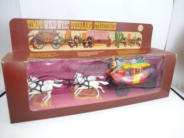 Timpo Toys Wild West Postkutsche, 4-spännig, inkl. Langer Peitsche