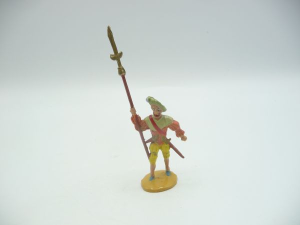 Merten 4 cm Lansquenet marching with spear - great painting, early figure