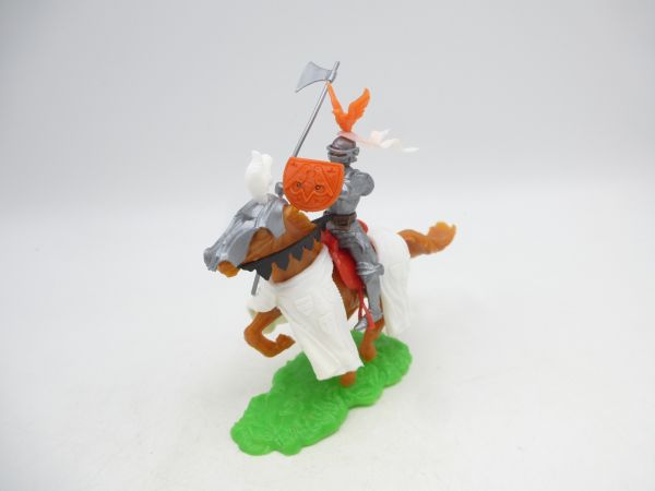 Elastolin 5,4 cm Knight riding with shield + long battle axe