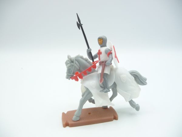 Plasty Crusader on horseback with spear + shield