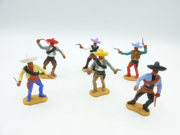 Timpo Toys Great set of Mexicans (6 figures), green/yellow, grey legs
