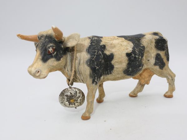 Elastolin (compound) Cow (black/white) with bell - early figure, used