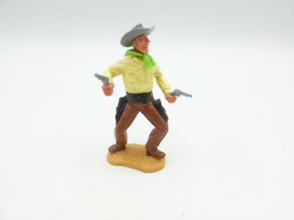 Timpo Toys Cowboy 2nd version standing, firing 2 pistols - rare neckerchief