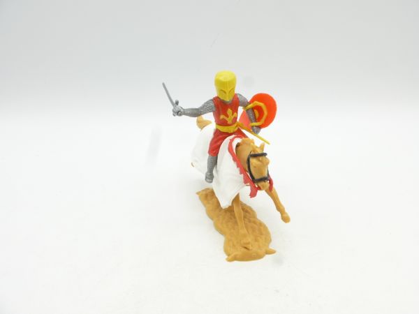 Timpo Toys Medieval knight orange/yellow, riding - top condition