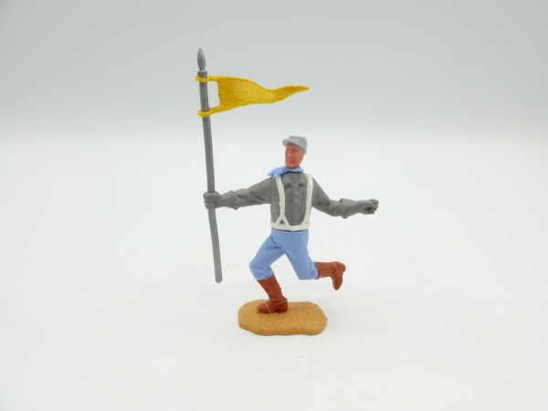 Timpo Toys Confederate Army soldier 2nd version running with flag