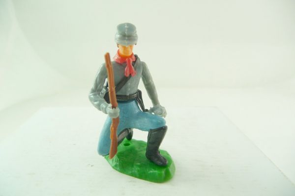 Elastolin 5,4 cm Confederate Army soldier kneeling with sabre + rifle