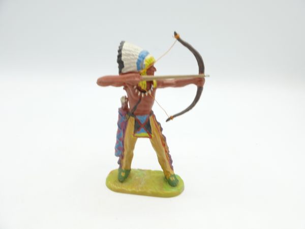 Elastolin 7 cm Indianer stehend mit Bogen, Nr. 6829 - schöne Bemalung