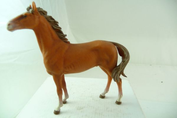 Elastolin 7 cm Pferd stehend, braun, Bem. 2 - extrem gute Altbemalung