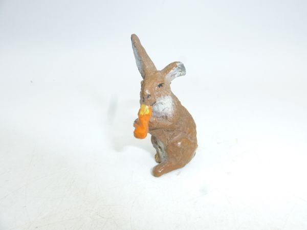 Hare with carrot, height 4,5 cm - one paw damaged