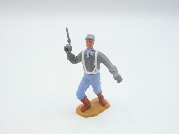Timpo Toys Confederate Army soldier 2nd version standing, firing with pistol into the air - modification