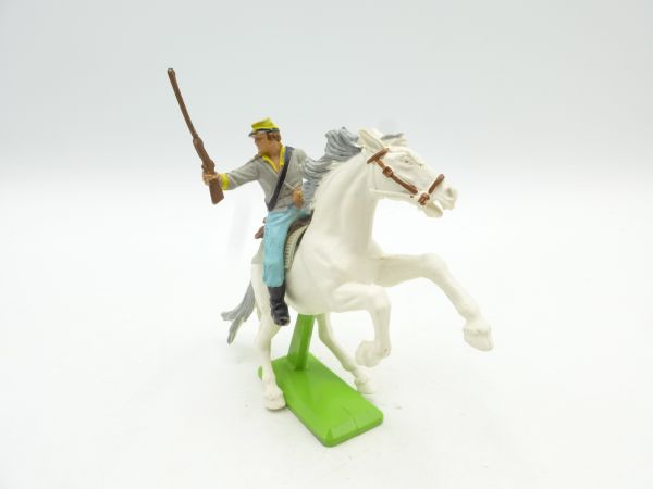Britains Deetail Confederate riding, holding up rifle
