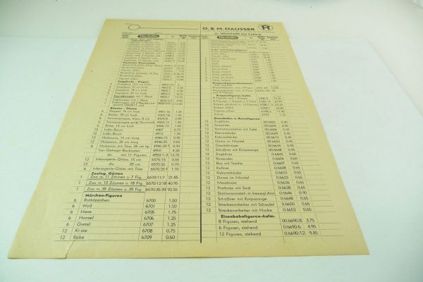 Hausser / Elastolin Original Bestellformular aus den 50er Jahren