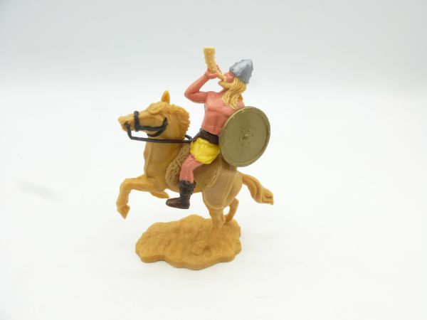 Timpo Toys Wikinger, Hornbläser auf tollem aufsteigendem Pferd - Top-Zustand