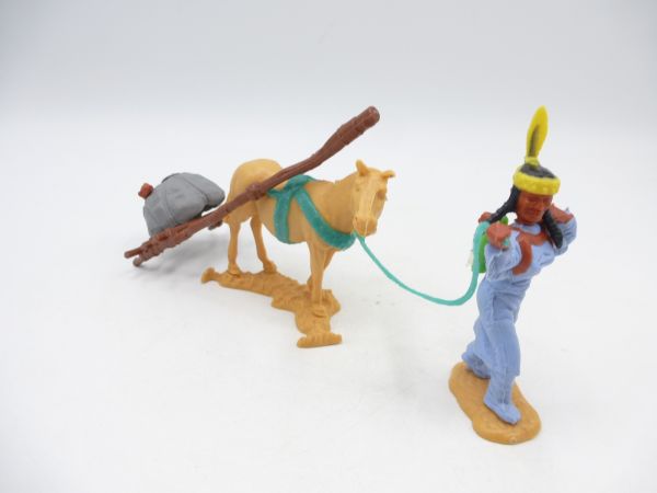 Timpo Toys Indianerin mit Travois (graues Gepäckstück)