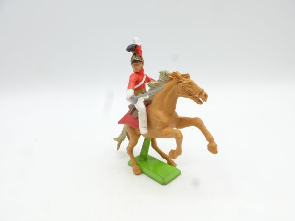 Britains Deetail Waterloo soldier riding, red uniform, sabre at side