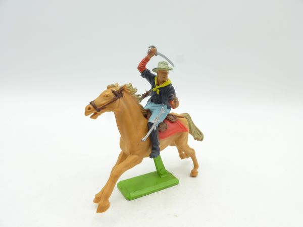 Britains Deetail Soldier 7th Cavalry riding, striking sabre + pistol
