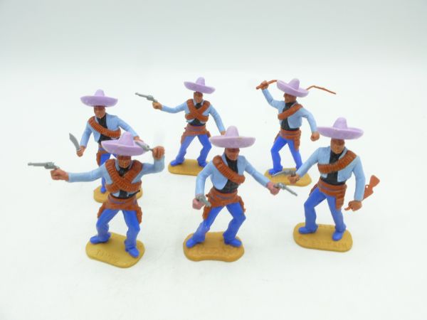 Timpo Toys Group of Mexicans on foot (6 figures), blue/purple