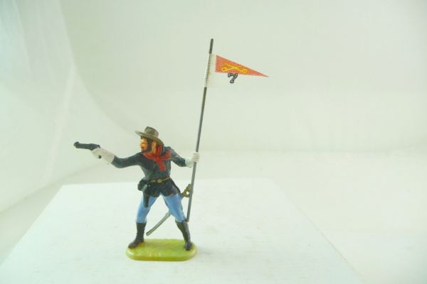 Elastolin 4 cm US cavalryman with pennant - extremely beautiful painting
